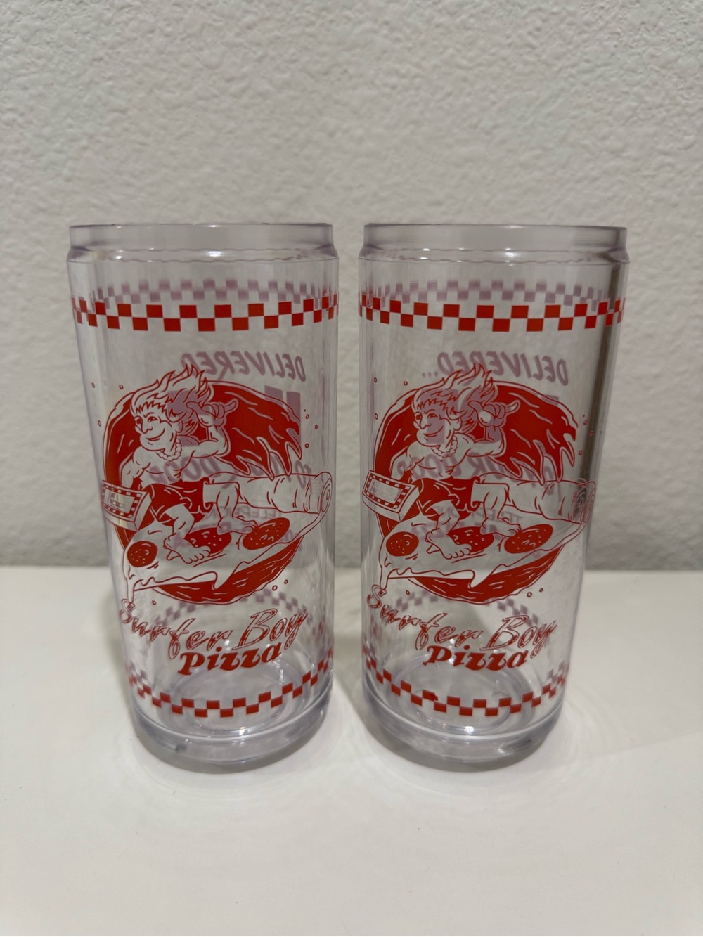 Stranger Things Surfer Boy Pizza Main Logo Tritan Can Shaped Drinking Cup x 2